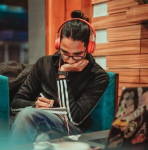Man wearing headphones