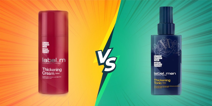The difference between label.men’s thickening tonic and cream