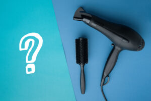 Close up hair dryer and brush